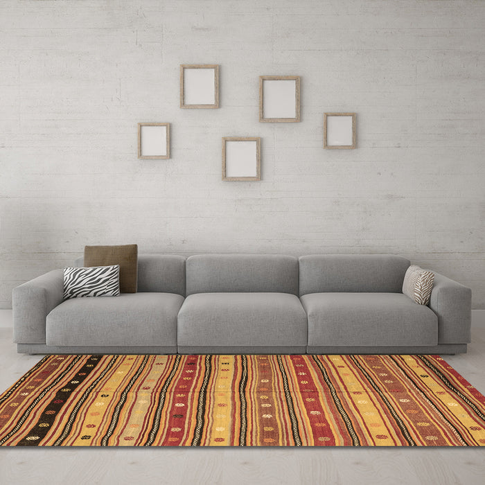 Machine Washable Southwestern Brown Country Rug in a Living Room,, wshcon3041brn