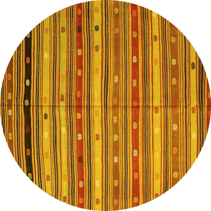 Round Southwestern Yellow Country Rug, con3041yw