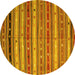 Round Southwestern Yellow Country Rug, con3041yw