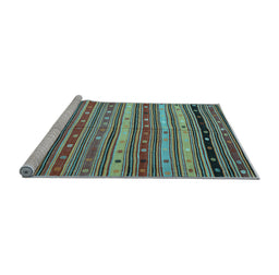 Sideview of Machine Washable Southwestern Light Blue Country Rug, wshcon3041lblu
