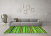 Machine Washable Southwestern Green Country Area Rugs in a Living Room,, wshcon3041grn