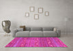 Machine Washable Oriental Pink Traditional Rug in a Living Room, wshcon3042pnk