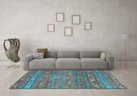 Machine Washable Oriental Light Blue Traditional Rug, wshcon3042lblu