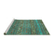 Sideview of Machine Washable Oriental Turquoise Traditional Area Rugs, wshcon3042turq