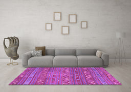 Machine Washable Oriental Purple Traditional Area Rugs in a Living Room, wshcon3042pur