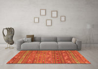 Machine Washable Oriental Orange Traditional Rug, wshcon3042org