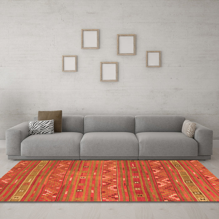 Machine Washable Oriental Orange Traditional Area Rugs in a Living Room, wshcon3042org