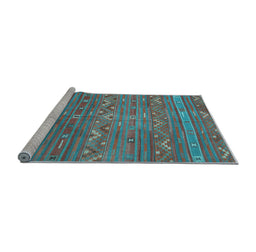 Sideview of Machine Washable Oriental Light Blue Traditional Rug, wshcon3042lblu