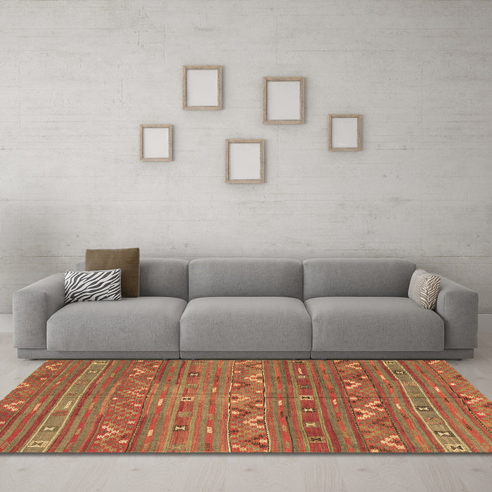 Machine Washable Oriental Brown Traditional Rug in a Living Room,, wshcon3042brn