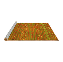 Sideview of Machine Washable Oriental Yellow Traditional Rug, wshcon3042yw