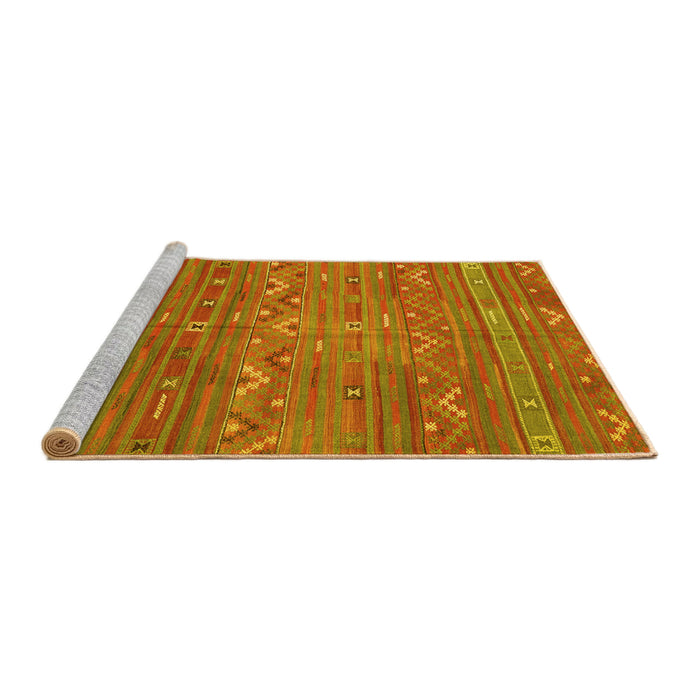 Sideview of Machine Washable Oriental Yellow Traditional Rug, wshcon3042yw