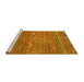 Sideview of Machine Washable Oriental Yellow Traditional Rug, wshcon3042yw