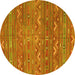 Round Oriental Yellow Traditional Rug, con3042yw