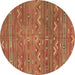 Round Oriental Brown Traditional Rug, con3042brn