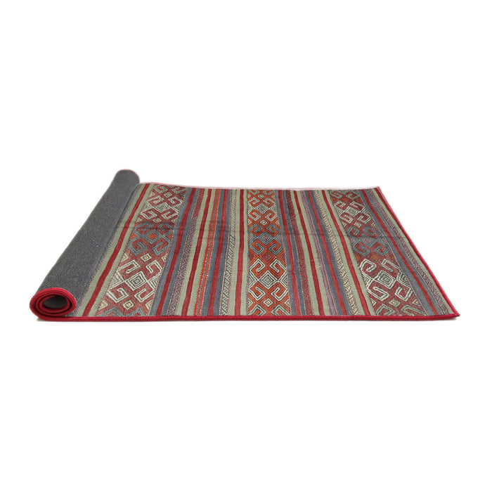 Thickness of Contemporary Fire Brick Red Southwestern Rug, con3043