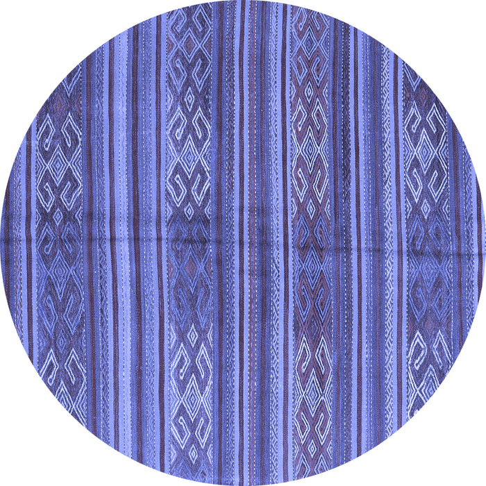 Round Machine Washable Southwestern Blue Country Rug, wshcon3043blu