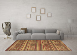 Machine Washable Southwestern Brown Country Rug in a Living Room,, wshcon3043brn