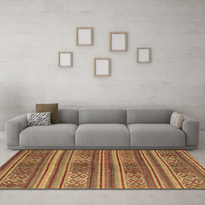 Machine Washable Southwestern Brown Country Rug in a Living Room,, wshcon3043brn
