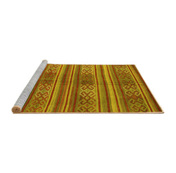Sideview of Machine Washable Southwestern Yellow Country Rug, wshcon3043yw