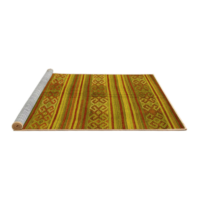Sideview of Machine Washable Southwestern Yellow Country Rug, wshcon3043yw