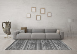 Machine Washable Southwestern Gray Country Rug in a Living Room,, wshcon3043gry