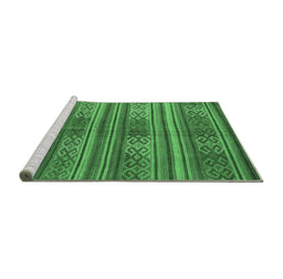 Sideview of Machine Washable Southwestern Emerald Green Country Area Rugs, wshcon3043emgrn