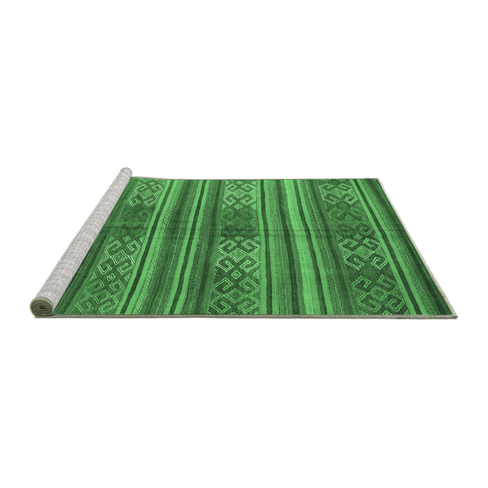 Sideview of Machine Washable Southwestern Emerald Green Country Area Rugs, wshcon3043emgrn