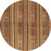 Round Southwestern Brown Country Rug, con3043brn