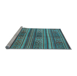 Sideview of Machine Washable Southwestern Light Blue Country Rug, wshcon3043lblu