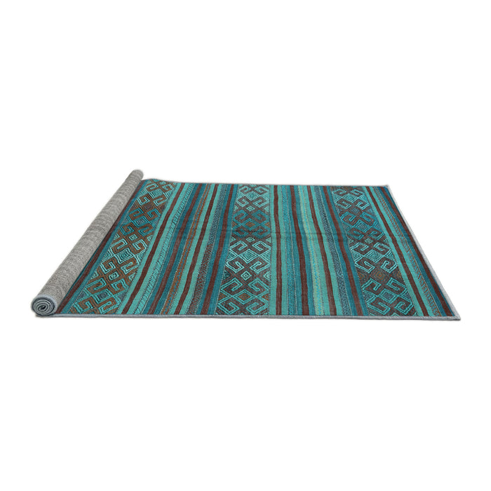 Sideview of Machine Washable Southwestern Light Blue Country Rug, wshcon3043lblu