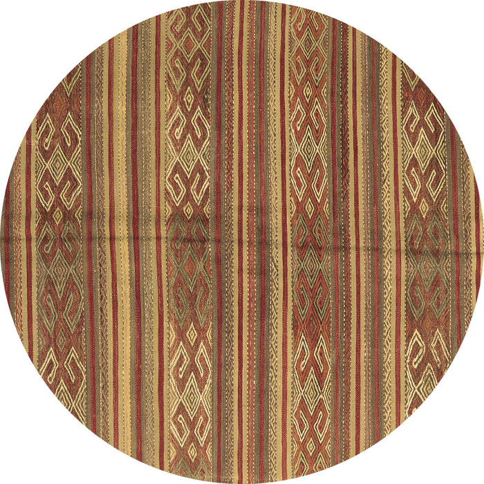 Round Machine Washable Southwestern Brown Country Rug, wshcon3043brn
