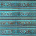 Square Machine Washable Southwestern Light Blue Country Rug, wshcon3043lblu