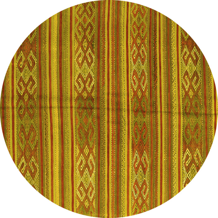 Round Southwestern Yellow Country Rug, con3043yw