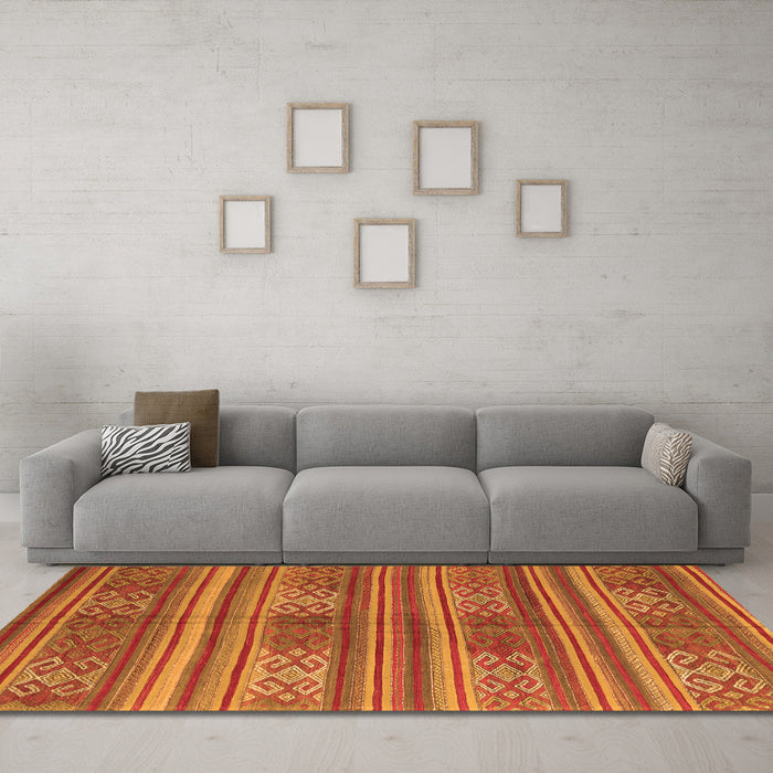 Machine Washable Southwestern Orange Country Area Rugs in a Living Room, wshcon3043org