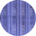 Round Southwestern Blue Country Rug, con3043blu