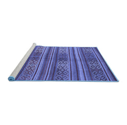 Sideview of Machine Washable Southwestern Blue Country Rug, wshcon3043blu