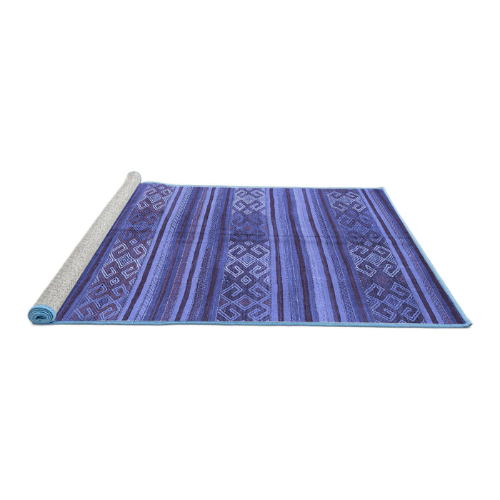 Sideview of Machine Washable Southwestern Blue Country Rug, wshcon3043blu