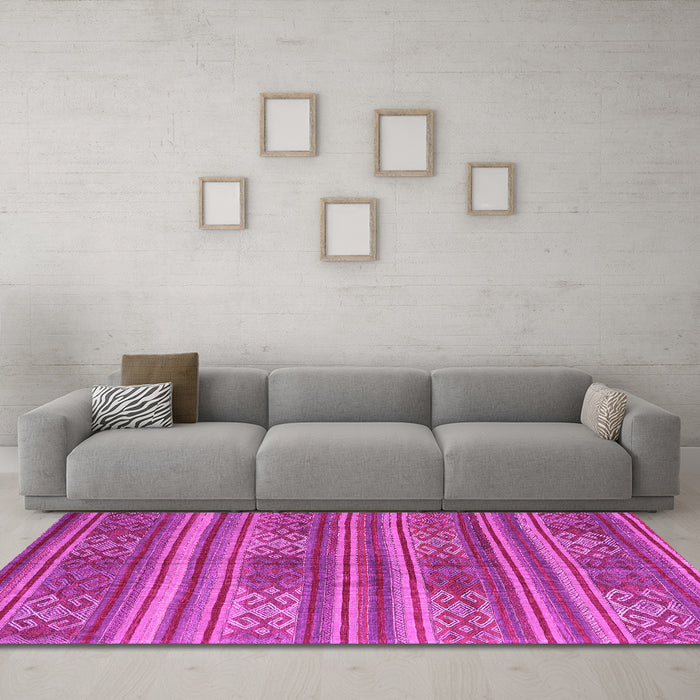 Machine Washable Southwestern Pink Country Rug in a Living Room, wshcon3043pnk
