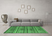 Machine Washable Southwestern Emerald Green Country Area Rugs in a Living Room,, wshcon3043emgrn