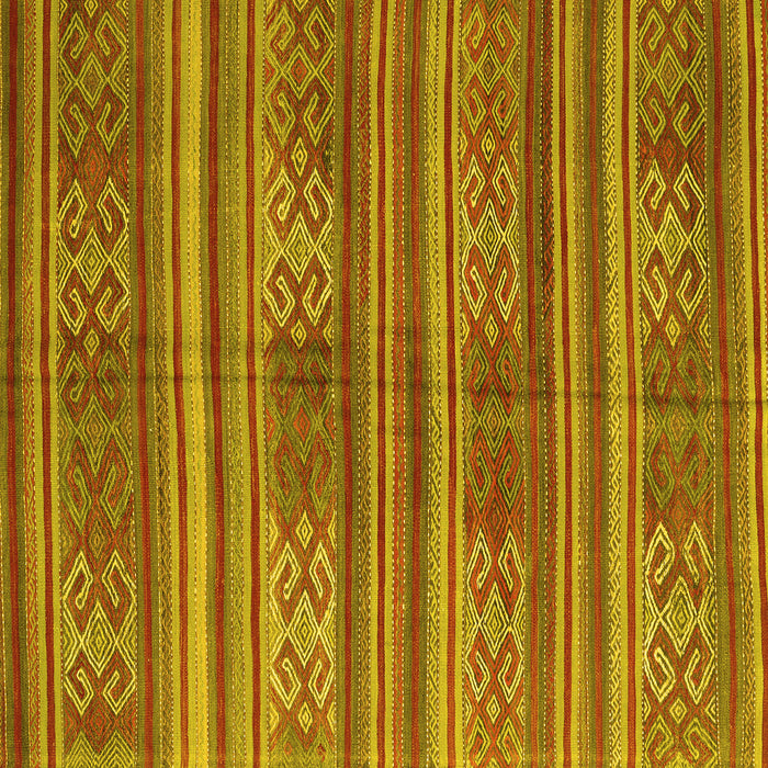 Square Machine Washable Southwestern Yellow Country Rug, wshcon3043yw