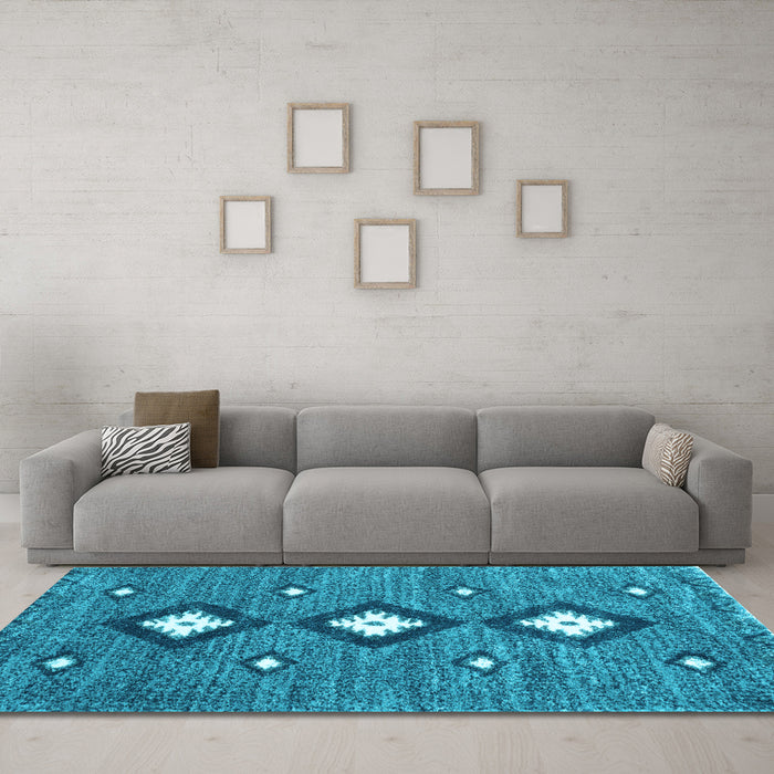 Machine Washable Abstract Light Blue Contemporary Rug in a Living Room, wshcon3044lblu