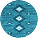 Round Abstract Light Blue Contemporary Rug, con3044lblu