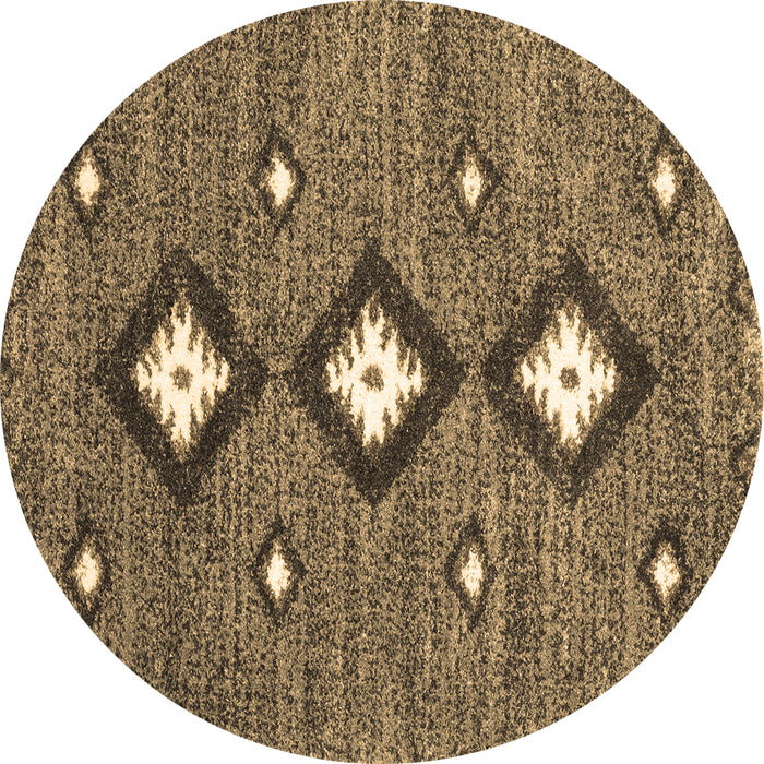 Round Machine Washable Abstract Brown Contemporary Rug, wshcon3044brn