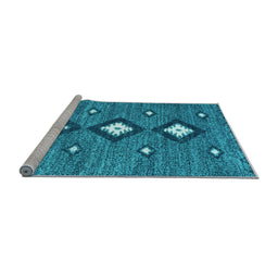 Sideview of Machine Washable Abstract Light Blue Contemporary Rug, wshcon3044lblu
