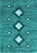 Machine Washable Abstract Turquoise Contemporary Area Rugs, wshcon3044turq