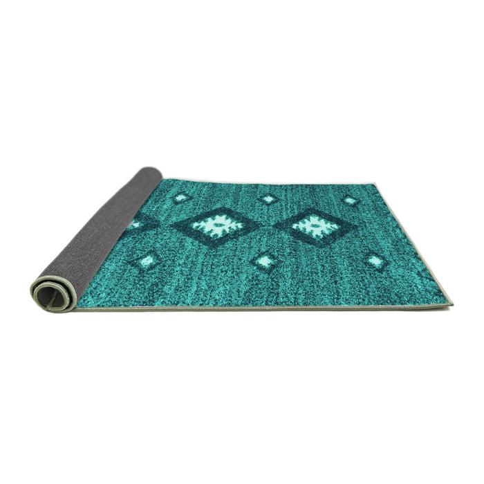 Sideview of Abstract Turquoise Contemporary Rug, con3044turq