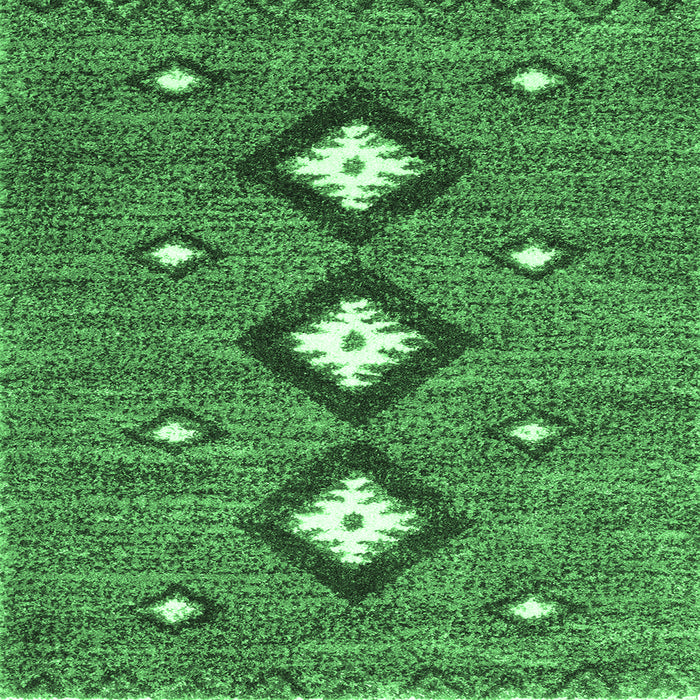 Square Machine Washable Abstract Emerald Green Contemporary Area Rugs, wshcon3044emgrn