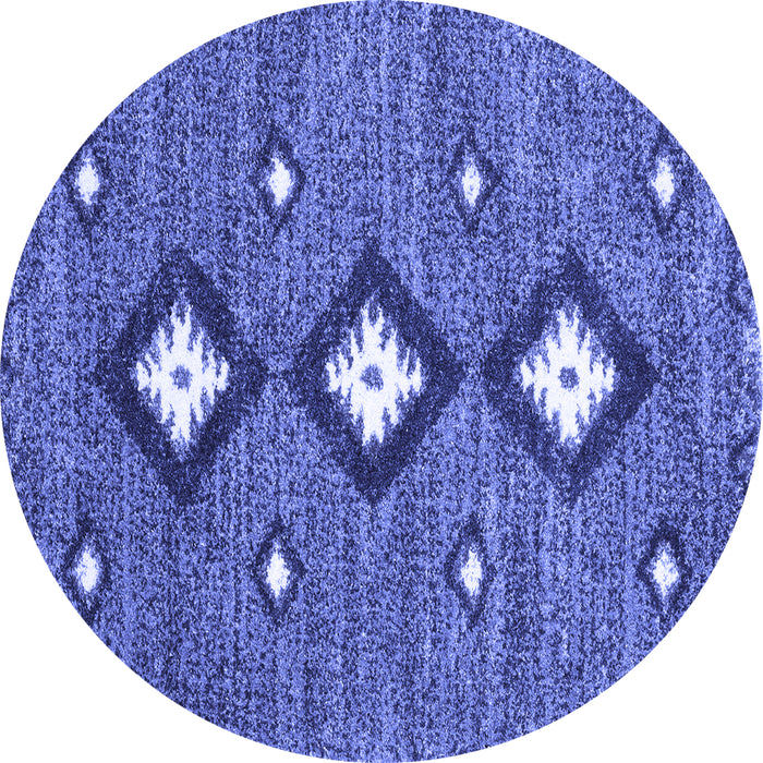 Round Machine Washable Abstract Blue Contemporary Rug, wshcon3044blu