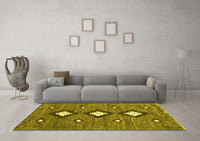 Machine Washable Abstract Yellow Contemporary Rug, wshcon3044yw