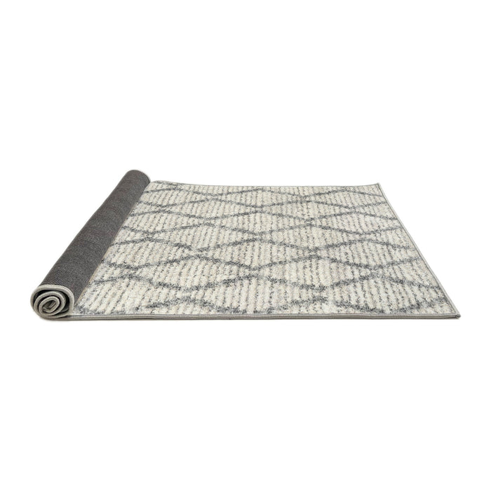 Thickness of Contemporary Dark Gray Trellis Rug, con3045